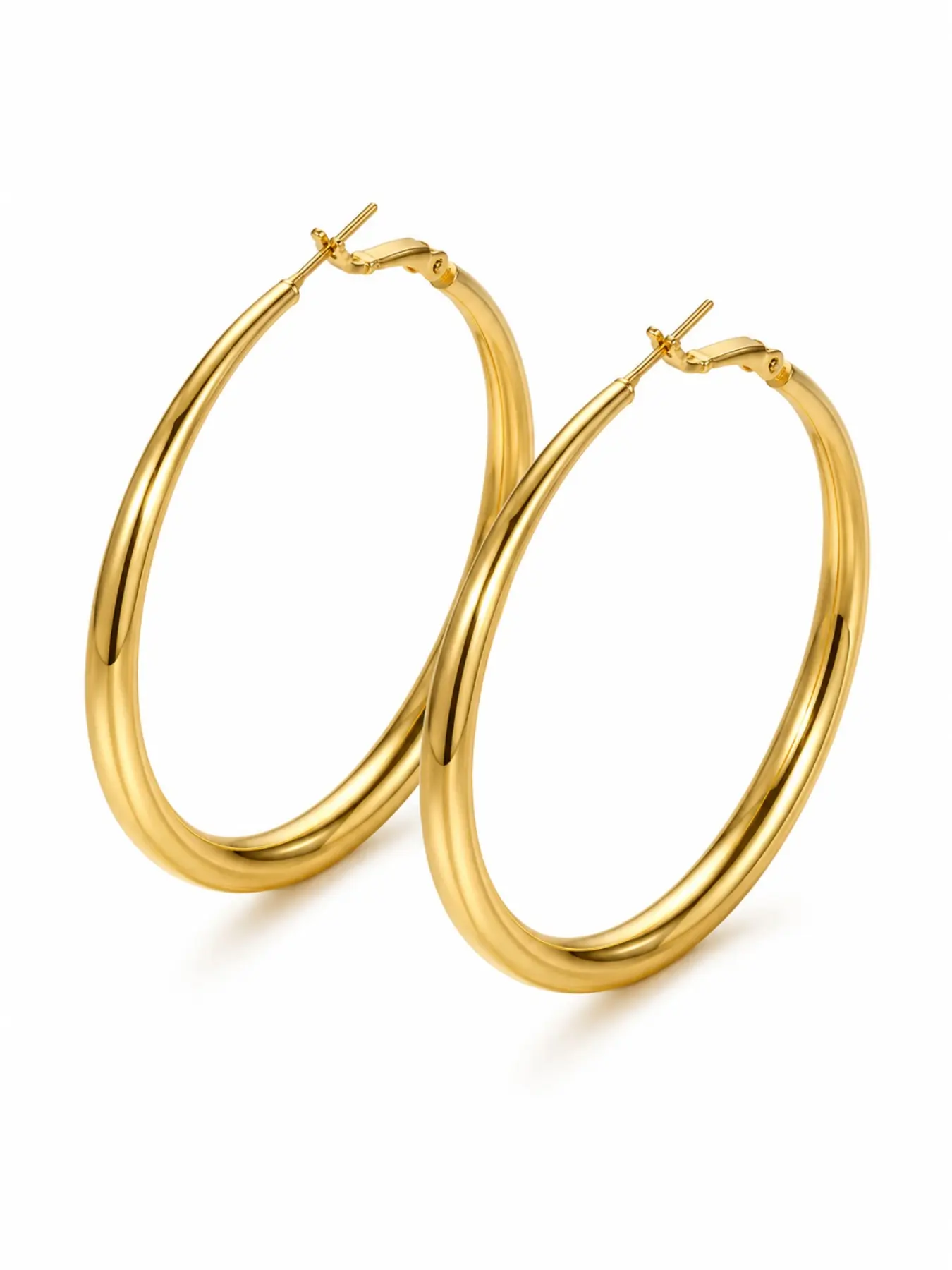 Chunky Gold Hoop Earrings for Women, Lightweight Hollow Tube Hypoallergenic Large Hoops, 30/40/50/60mm Oversized Statement Earrings, Trendy Gold Jewelry Accessories