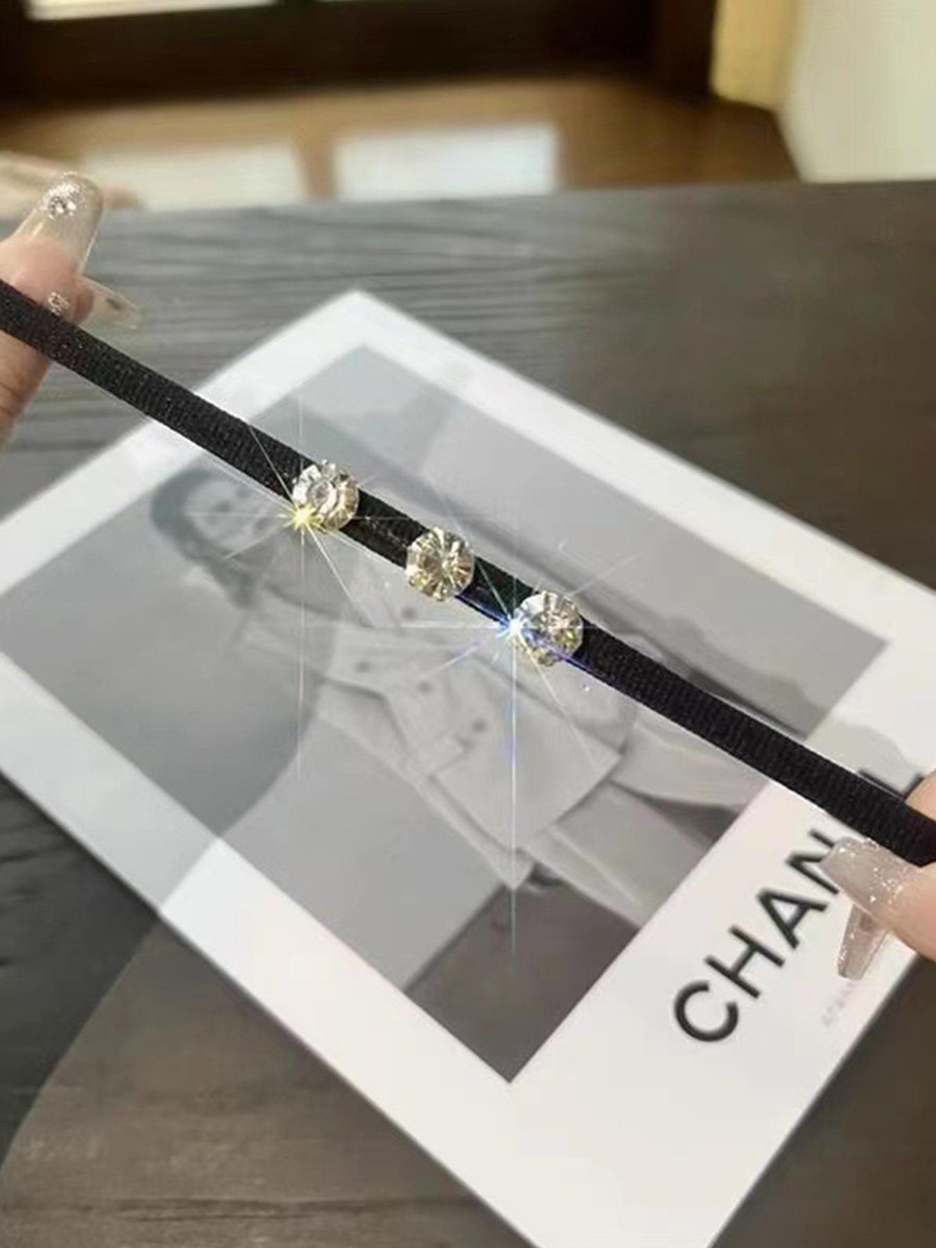 Rhinestone Decorated Hair Tie, High Elasticity Hair Tie, Fashion Hair Accessories for Women & Girls, Minimalist Headwear Suitable for Thick Hair, Elastic Hair Accessory