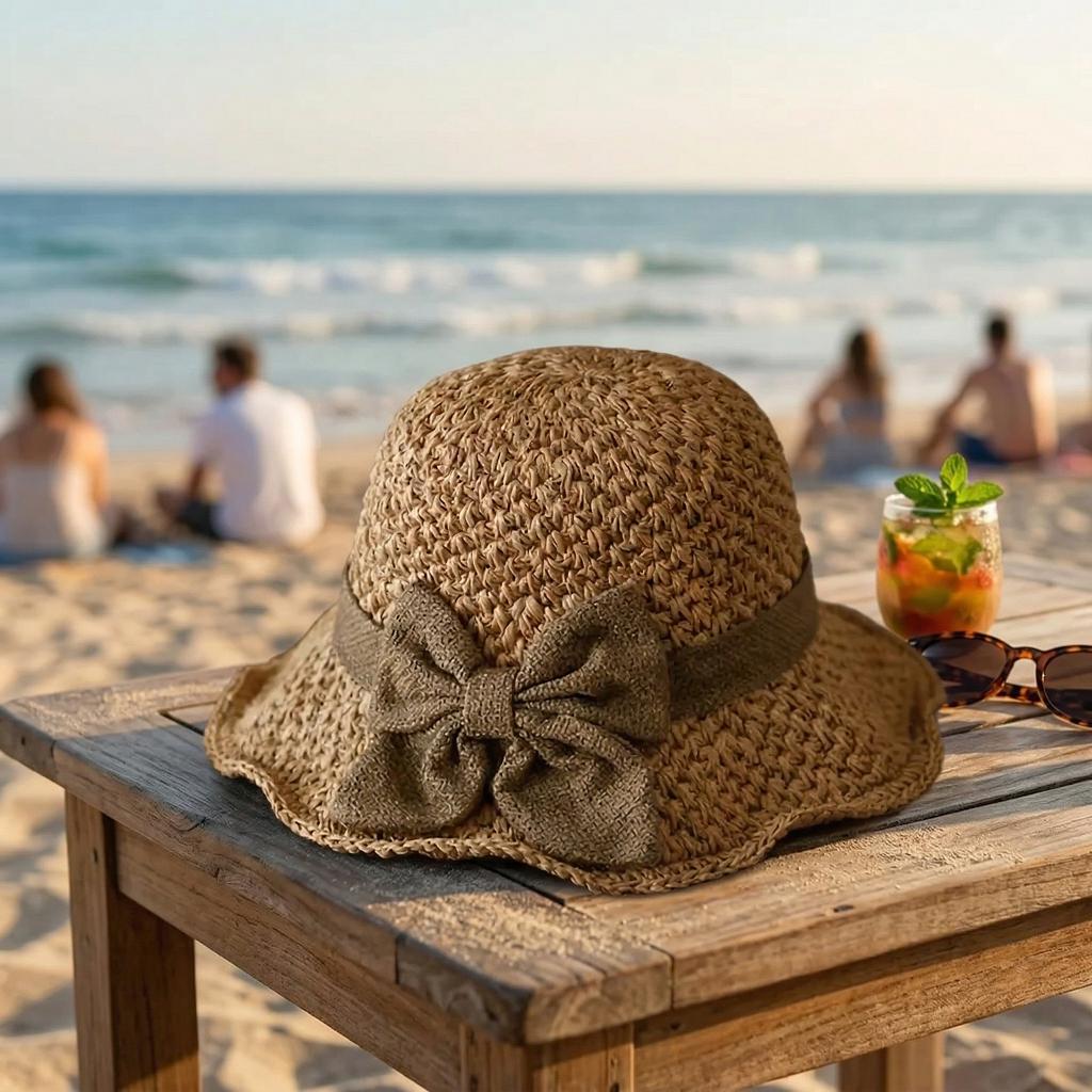 Women Retro Straw Beach – Foldable Wide Brim Sun with Bow, Breathable Woven Summer for Travel, Vacation and Outdoor hat Women Retro Straw Beach – Foldable Wide Brim Sun with Bow, Breathable Woven Summer for Travel, Vacation and Outdoor hat