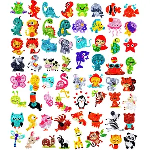 Sparkling 5D Diamond Sticker Kit for All Ages, 64 PCS Cute Animals & Dinosaurs, Eco-Friendly, Reusable & Easy DIY Art for Creative Fun and Learningfidget toys