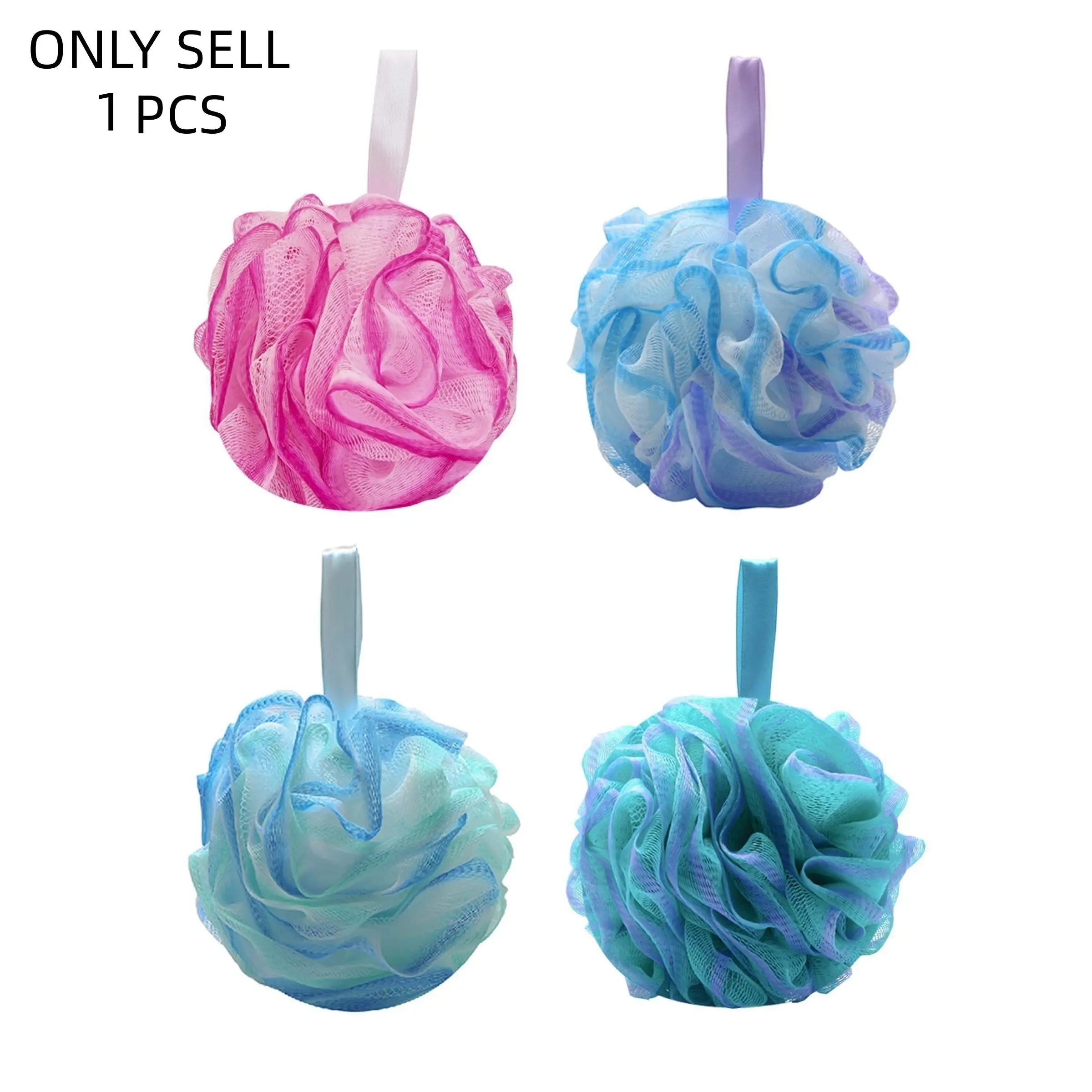 1 Count Large Size 75g Gradient Color Ribbon Bath Bomb, Soft Skin-Friendly, Absorbent Rich Foam, Hanging Drying Elastic Mesh