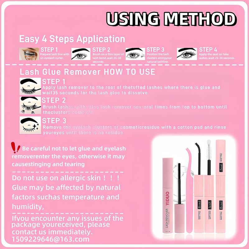 Eyelash Extensions Kit, 2 in 1 Waterproof False Eyelashes Glue with Double Ends, Sticky Eyelash Glue for Lash Extensions, Lash Glue Seal for Cosmetic False Lashes, Makeup, DIY Lash Kit