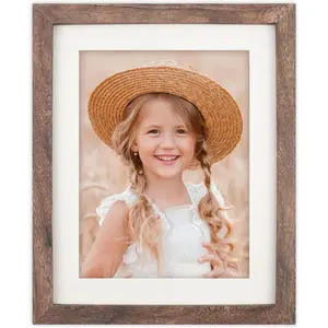 8x10 Distressed Brown Wood Picture Frame, Displays 6x8 with Mat or 8x10 without Mat, for Wall and Tabletop Decoration
