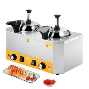 VEVOR Electric Cheese Dispenser with Pump, 2.4L Commercial Hot Fudge Warmer, Stainless Steel Heated Pump Dispenser, 86 - 230 Temp Adjustable Nacho Cheese Sauce Warmer, for Hot Fudge Cheese Caramel