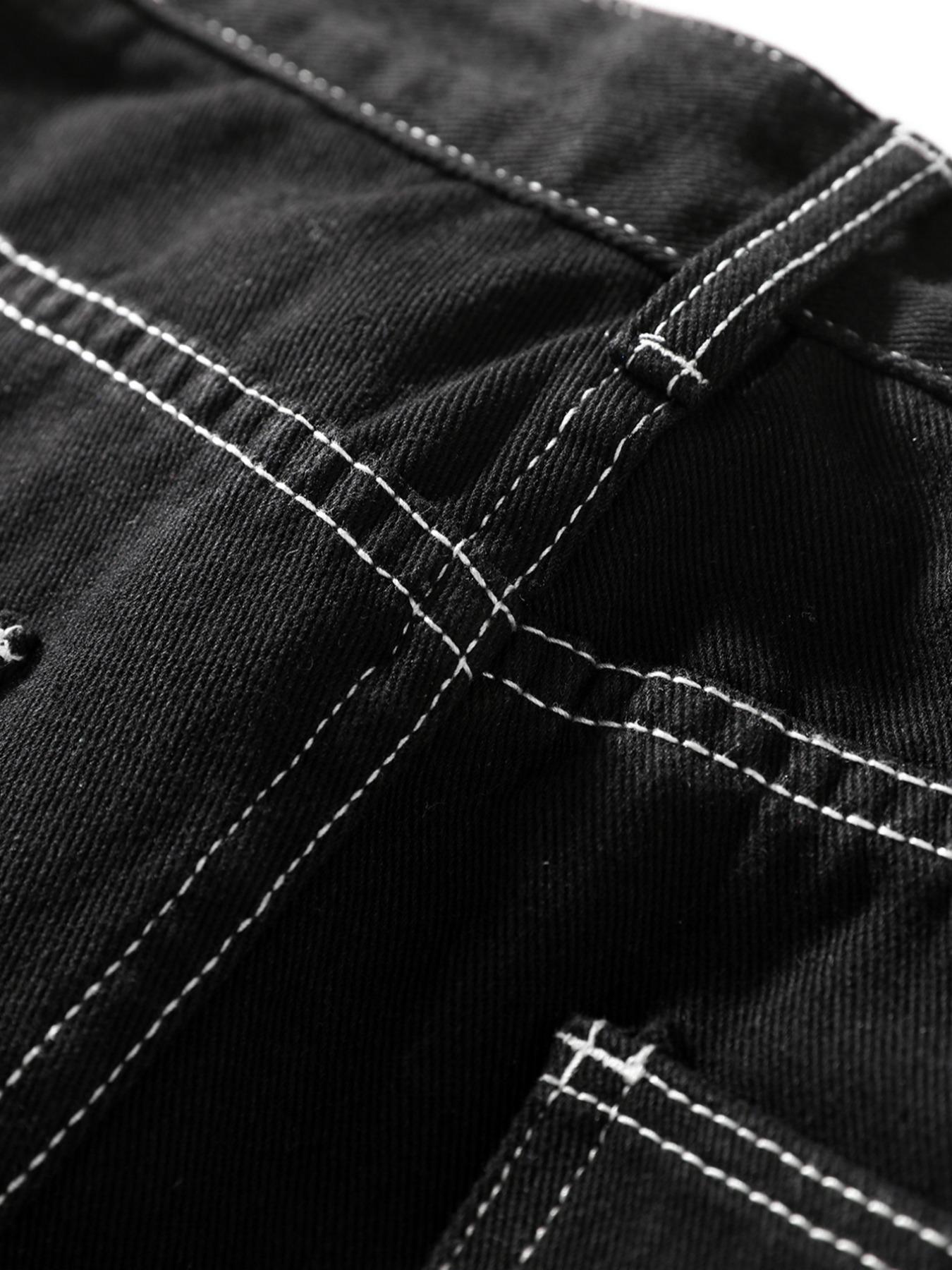 Men's Solid Color Wide Leg Slouchy Jeans, Loose Casual Comfy Denim Trousers for Daily Wear, Fashion Men's Bottoms for All Seasons