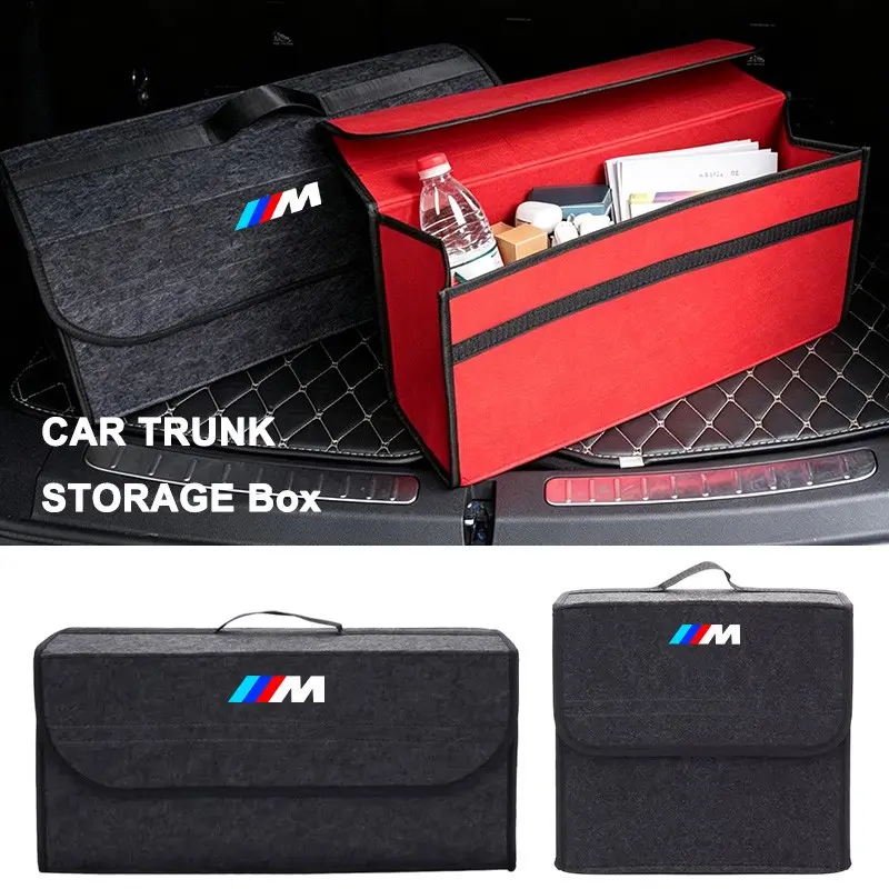 Felt Cloth Car Trunk Storage Bag Organizer Sundries Stowing Tidying Box For BMW M Emblem E46 E36 E34 F10 E90 F30 E60 F30 E53 E30 E92 E87