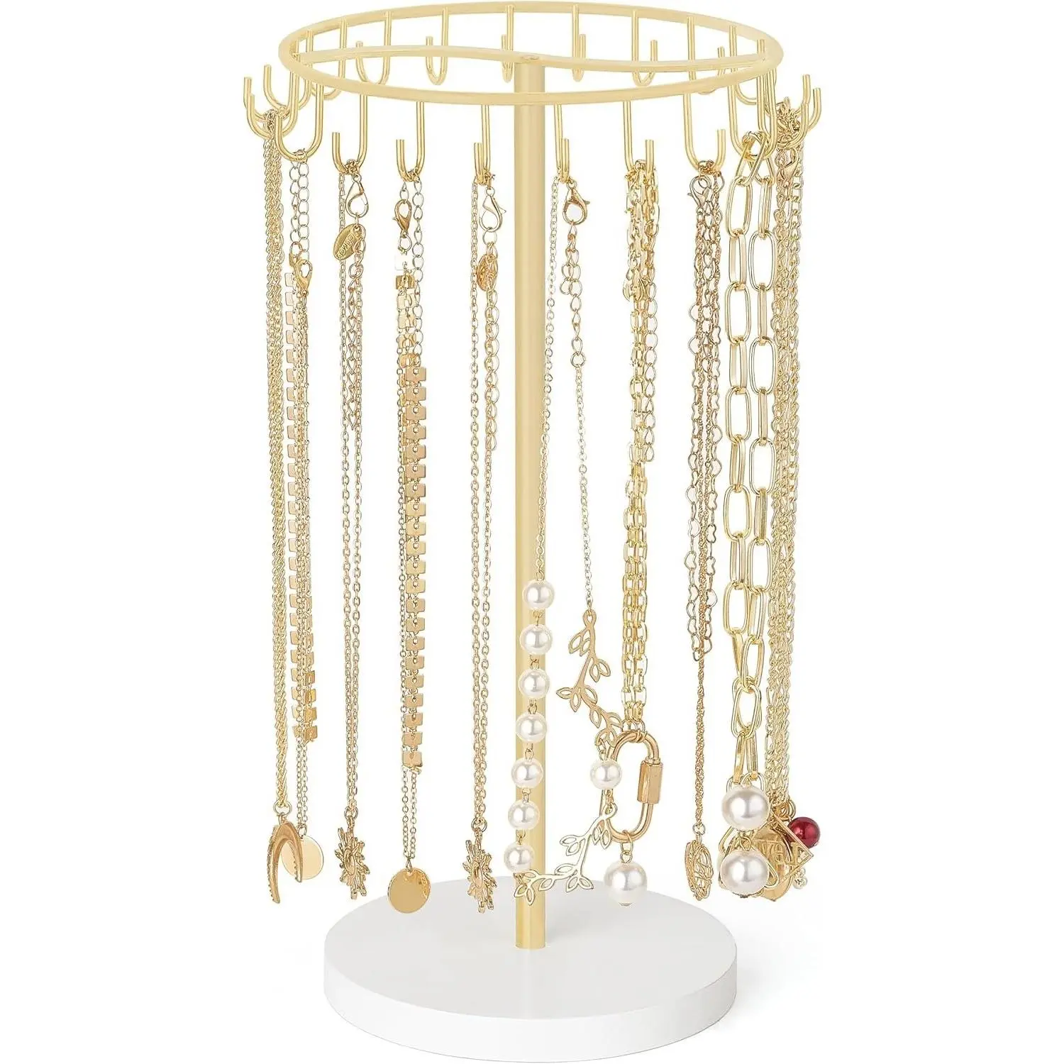 22-Hook Gold Jewelry Display Tree Stand, Tangle-Free Necklace Holder Organizer for Bracelets, Earrings & Keychains, Countertop Retail Shops, Home Room Decor, Gift for WomenGift