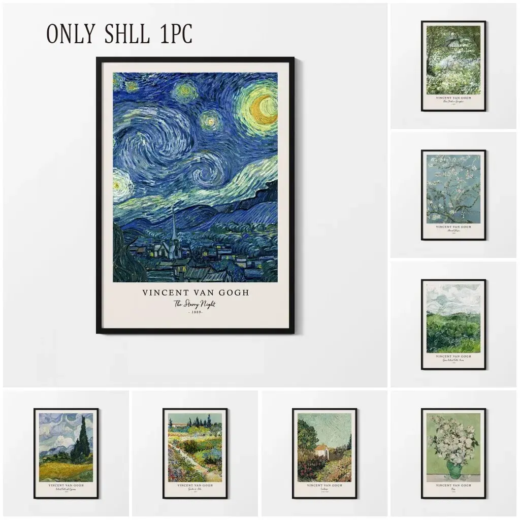 1 Pc, Vincent van Gogh Original Sketch Print & Poster Masterpiece “Starry Night” Canvas Art Living Room Decor Wall Art, High-Quality Printed Painting, Canvas Prints, Frameless