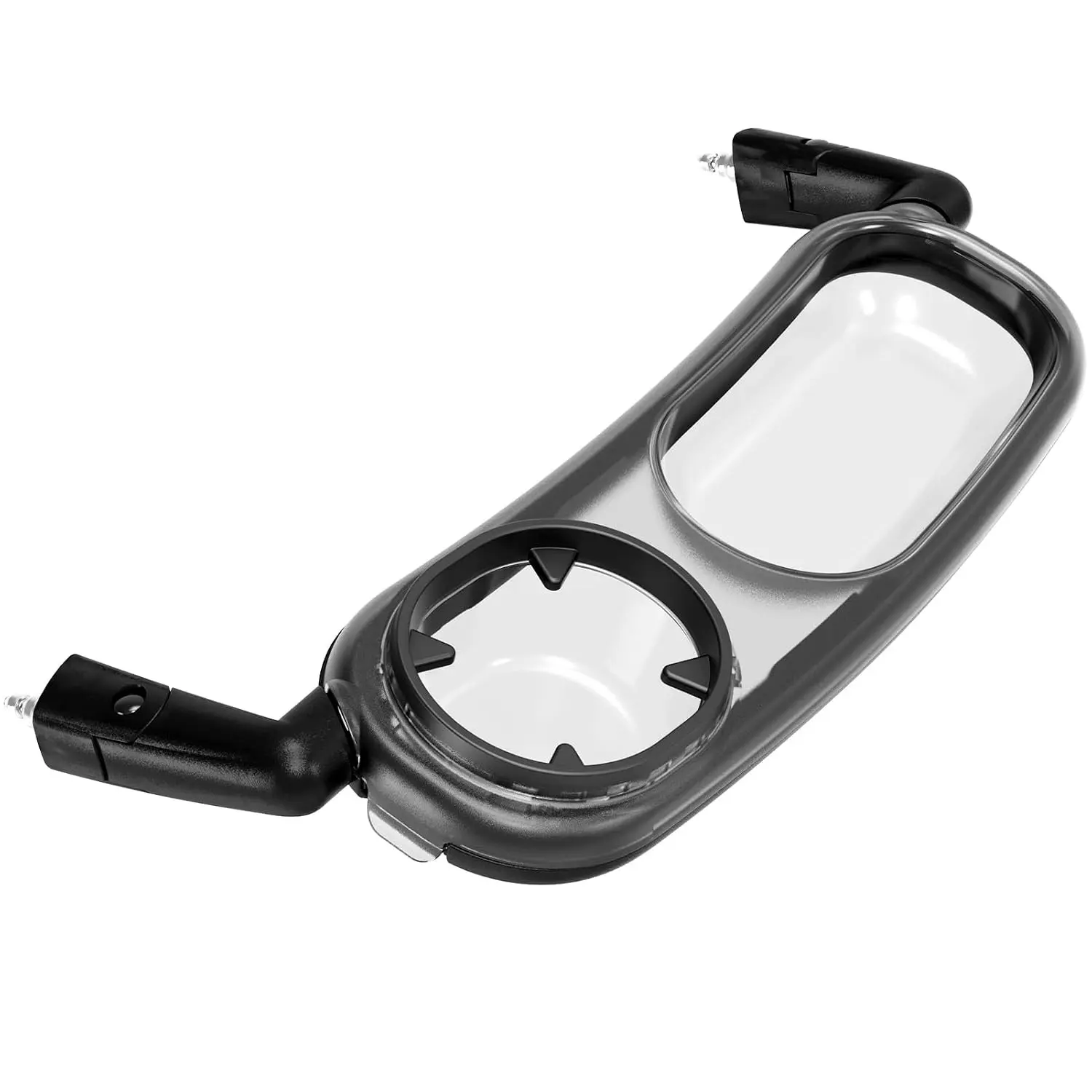 Stroller Snack Tray Fits for UPPAbaby Vista/Vista V2/Vista V3/Cruz/Cruz V2/RumbleSeat/RumbleSeat V2, with Cup Holder & Recessed Bowl, Dishwasher Safe, Quick Attachment, Folds with Stroller, Grey