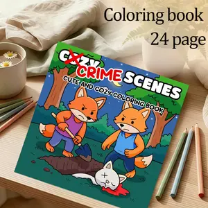 Crime Scene Theme Coloring Book, 24 Stress-Relieving Designs, 7.9in X 7.9in, Thick Paper, Perfect Gift for New Year, Christmas, Parties