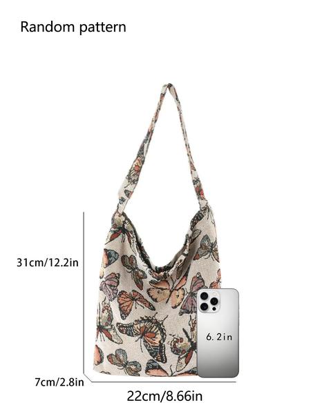 Women's Fashionable Butterfly Pattern Shoulder Bag, Shoulder Commuter Bag, Casual Versatile Handbag for Daily Used, Trendy All-match Bag for Commute, Work, Travel