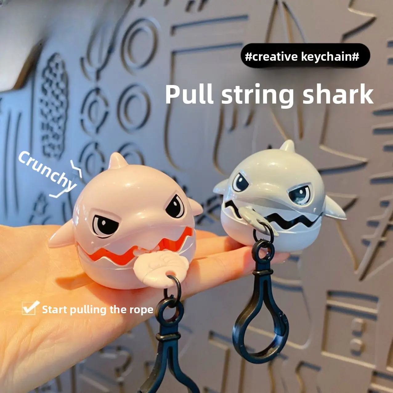 Pull String Bite Shark Keychain Pendant, Creative Big Fish Eat Small Fish Fidget Toy, Pull Rope Stress Relief Shark Charm, Fun Bag Accessory, Novelty Cute Decompression Gift