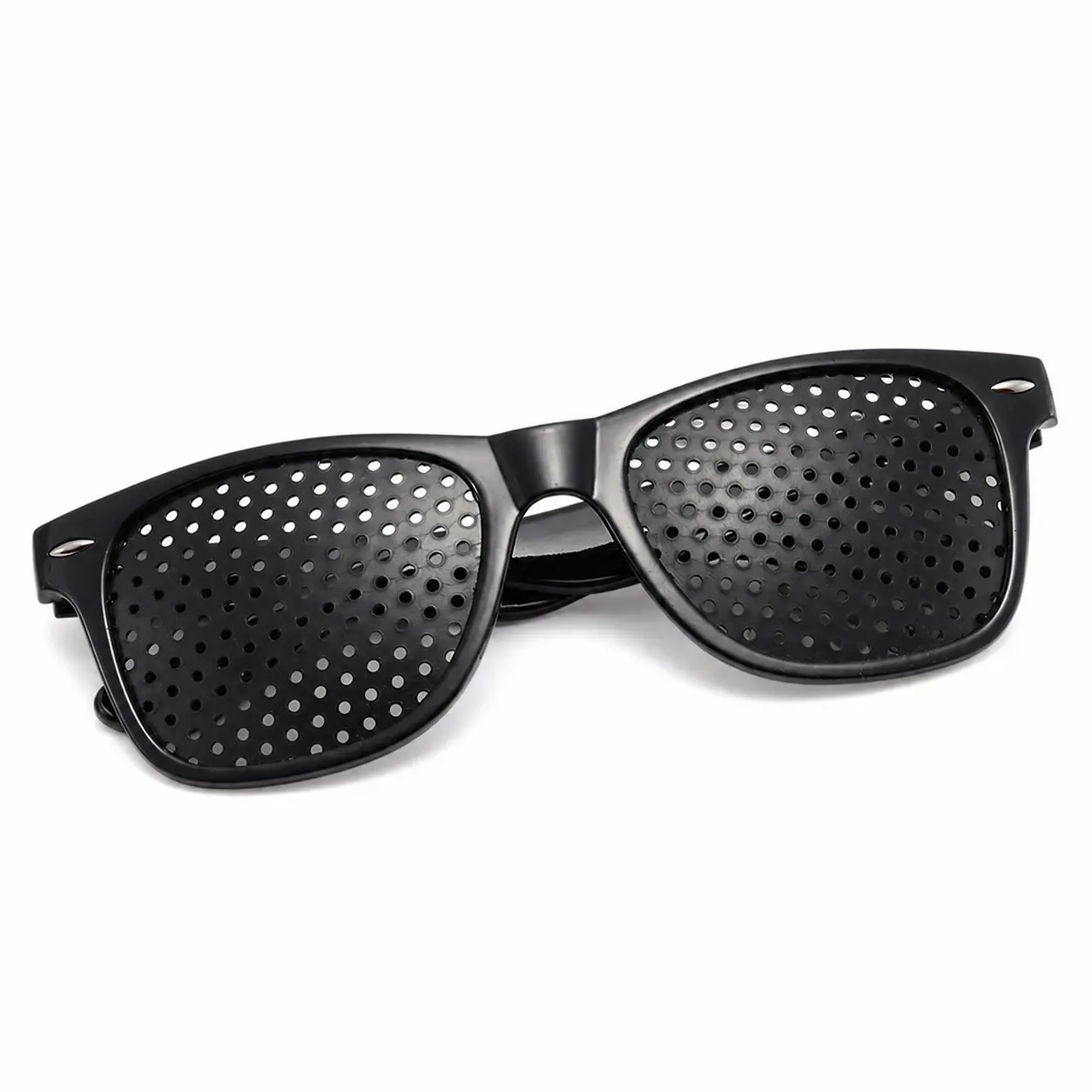 Unisex Pinhole-Style Glasses with Perforated Opaque Panels, Lightweight Fashion Frame for Short Stationary Viewing