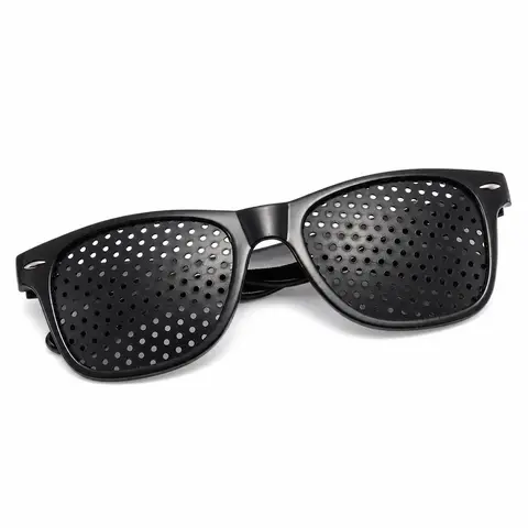 Pinhole-Style Glasses with Perforated Opaque Panels, Full-Rim Frame for Brief Stationary Indoor Viewing
