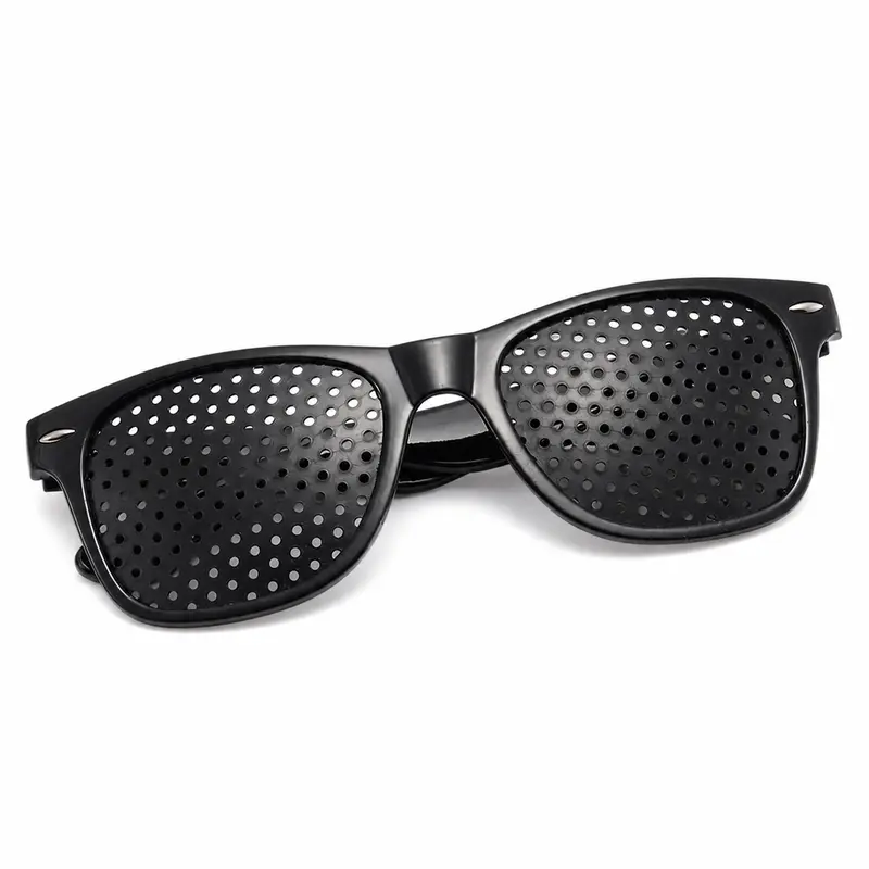 Pinhole-Style Glasses with Perforated Opaque Panels, Full-Rim Frame for Brief Stationary Indoor Viewing