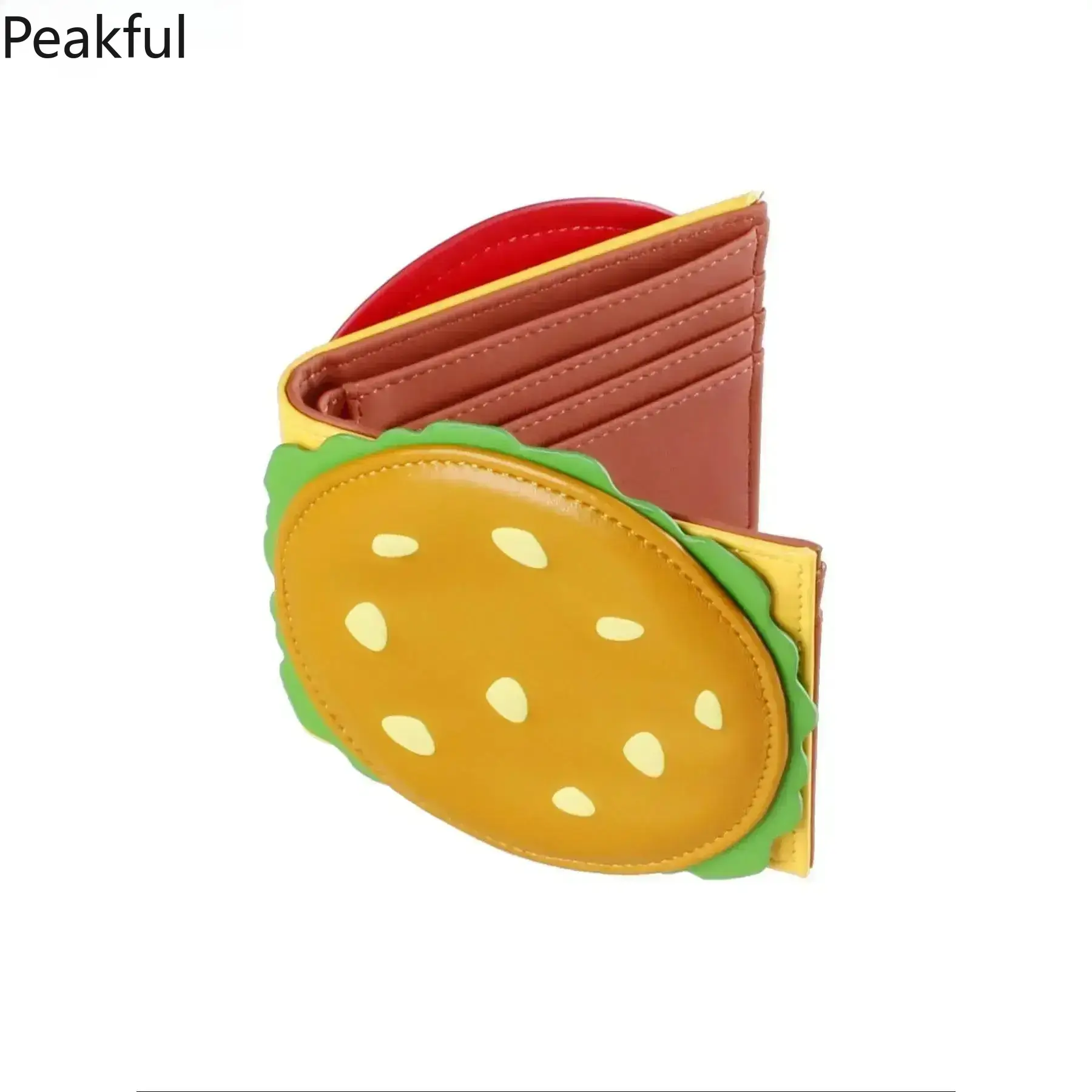 Men's PU Leather Bifold Wallet with Card Slots, Durable Unique Burger Design, Slim Everyday Carry Accessory for Work, Travel & Casual Style, Ideal Gift for Him