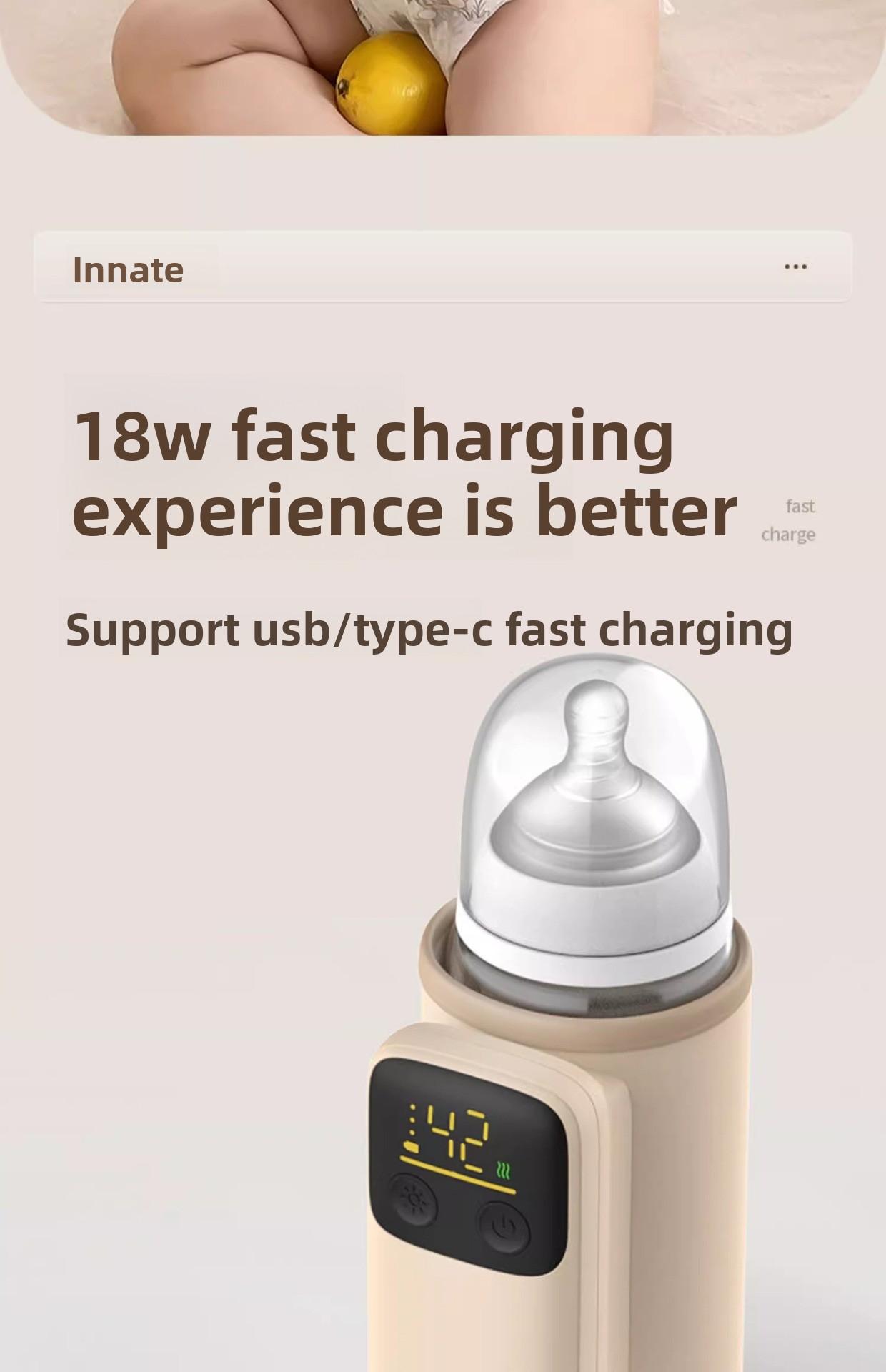 Baby bottle insulation cover with battery storage, portable for outdoor use, waterless heating, wireless constant temperature, rechargeable milk warmer