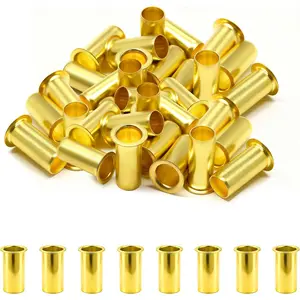 60 count Brass Compression Tube Inserts for OD 3/8", Insert Tube Support Compression Sleeve Fitting, Sleeve Ferrules for Oil Water Air Pipe