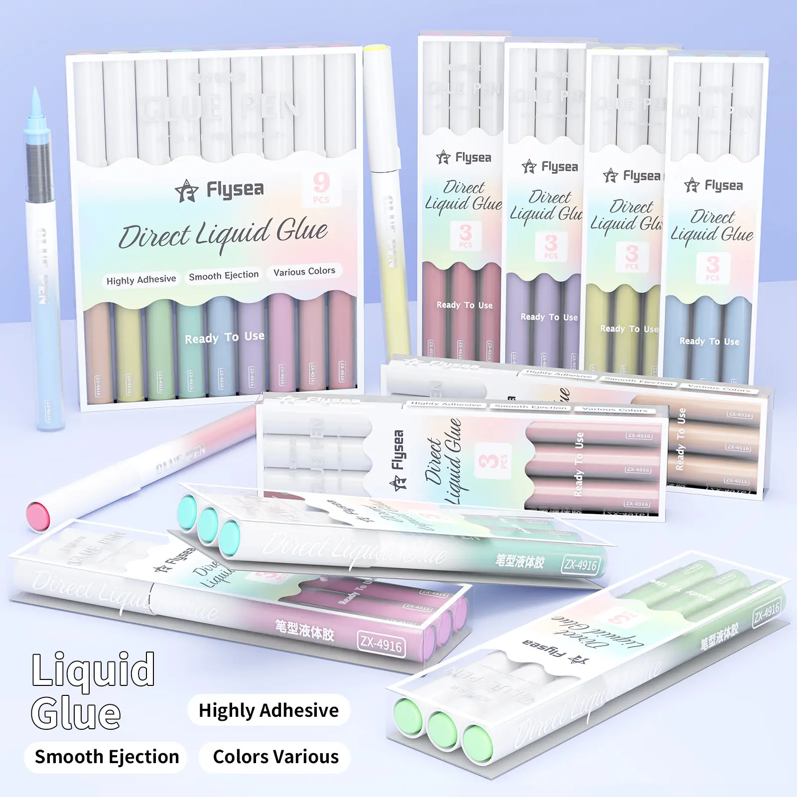 Soft Tip Colorful Liquid Glue Pen, 9 Colors, Quick Dry, Student Creative Brush, Direct Flow, Smooth Application, No Paper Bleed, Fine Line Switching