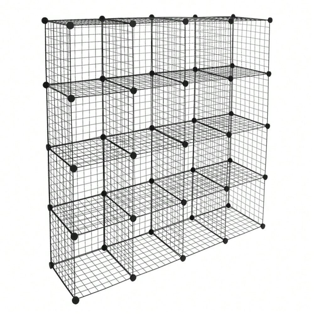 outstanding quality  1pc 16 Wire Cube Storage Origami Shees Metal Grid Multifunction Sheing Unit Modular Cubbies Organizer Bookcase