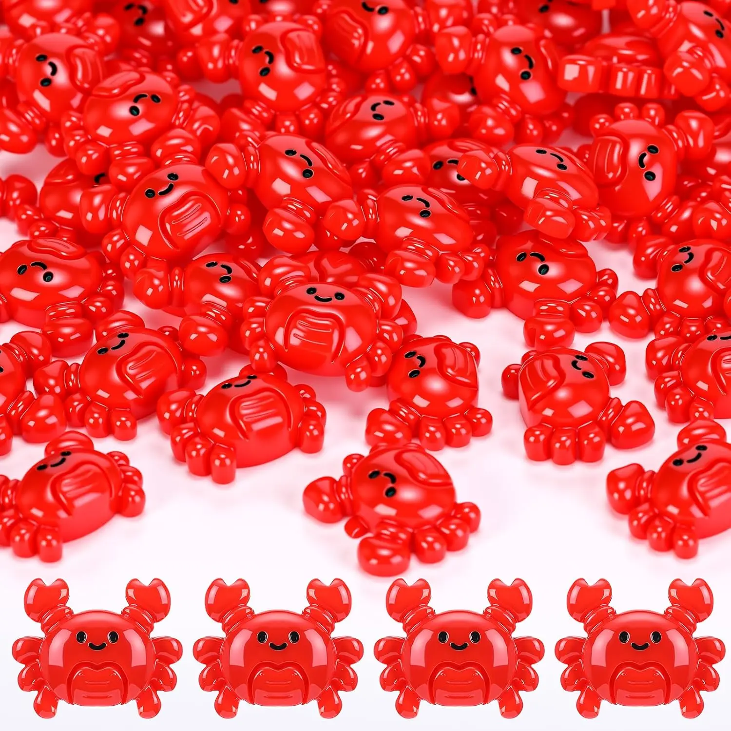 100 Pcs Mini Crab Figurine Tiny Resin Crab Realistic Ornament Decor for Fairy Gardens, Miniature Terrariums, Red Stuff Filling Gifts, Holiday Party Decorations, Tabletop Decor