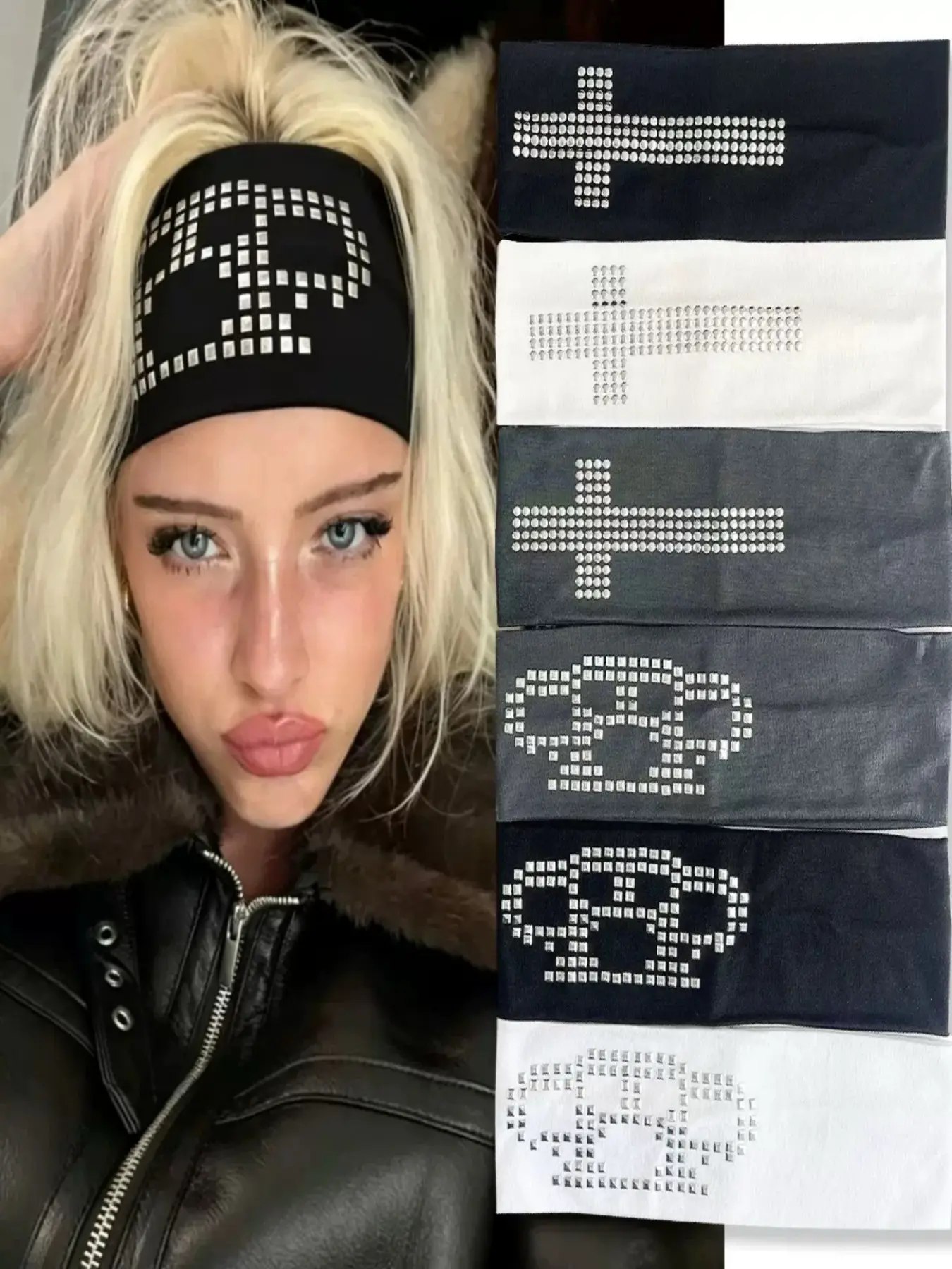 Gothic Punk Cat Paw Hairband, Cross Design, Solid Color, Sports Yoga Headband, Unique Style Accessory, Perfect for Active Lifestyle