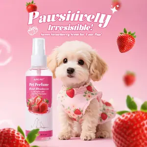 GJYC PET Pet Perfume Sweet Strawberries 3.38 Fl.Oz Long Lasting Fragrance For Dogs & Cats Delicate Strawberry Scent Gentle Formula For All Breeds Keeps Your Pet Smelling Fresh Clean Odor Control Foam Bottle Naturally Derived