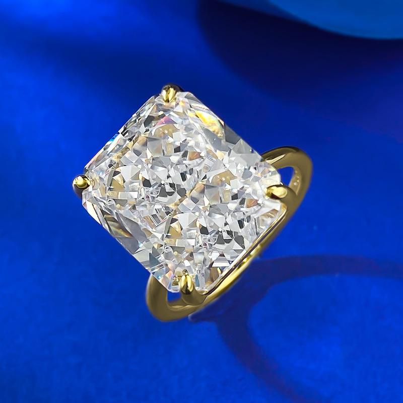 S925 Sterling Silver Ice Flower Cut Square Ring 12*14mm 8A Cubic Zirconia Ring fashion jewelry accessory woman girl promise ring-218(50%)