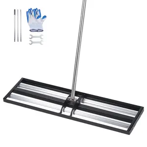 fathersdaygift VEVOR Updated Lawn Leveling Rake with Roller, 48''x 10 Stainless Steel Lawn Leveler with 83.9'' Adjustable Handle, Heavy Duty Yard Leveling Rake, Effort Saving Lawn Leveling Tool for Yard Golf Court