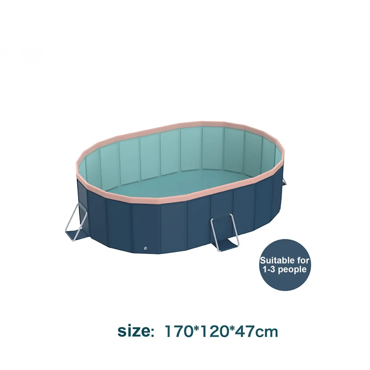 Blue-Gray Rectangular Non-Inflatable Foldable PVC Swimming Pool, 72.04"*54.33"*17.71" Large Capacity Portable Outdoor Pool, Easy Setup, Quick Drain, Water Play for Patio Garden Backyard Summer Cooling
