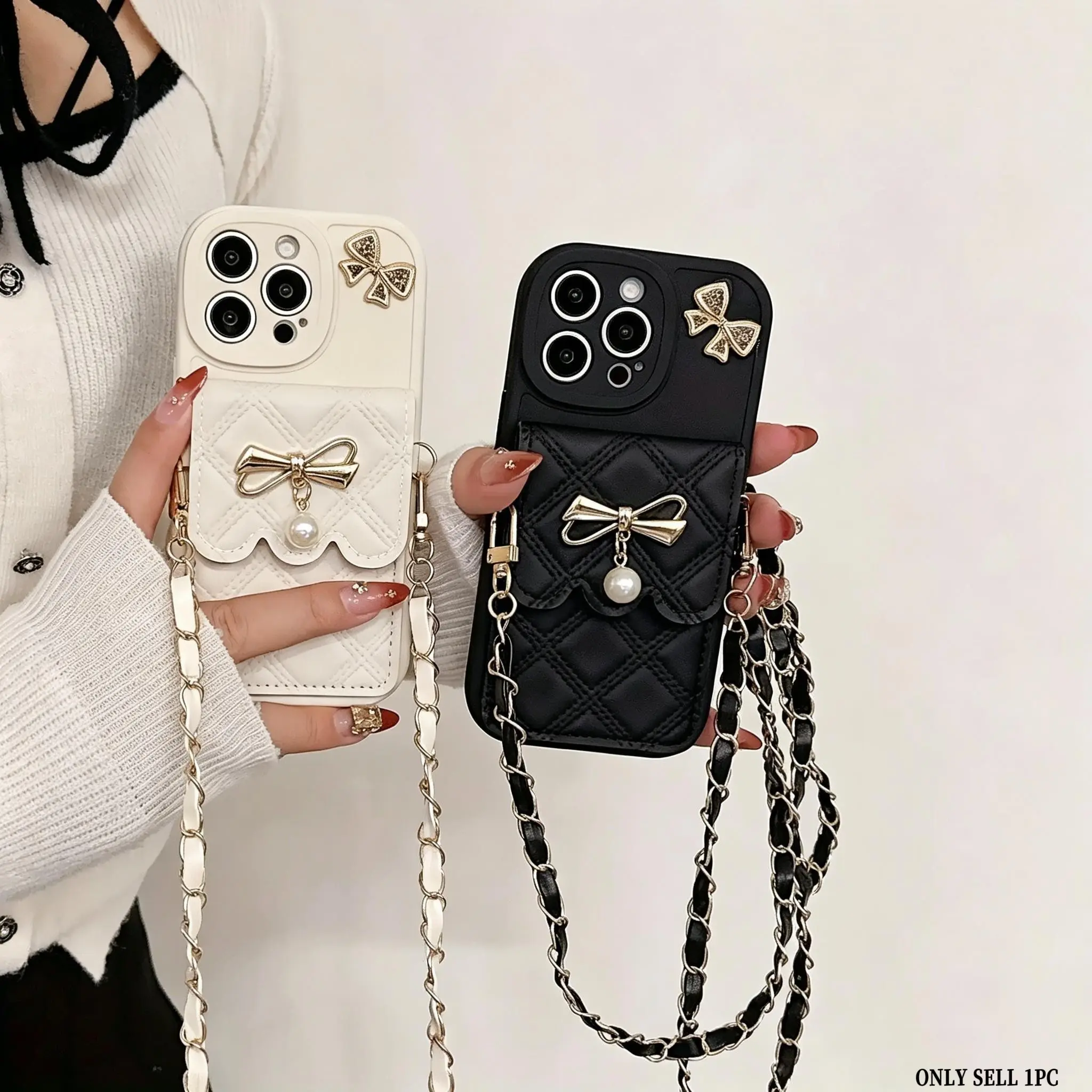 Card Holder Phone Case, Lanyard Phone Case,Pearl Card Package Suitable Phone Case, Individual Phone Protector, for iPhone 17 Pro Max 16 15 Pro 14 Plus 13 12 11