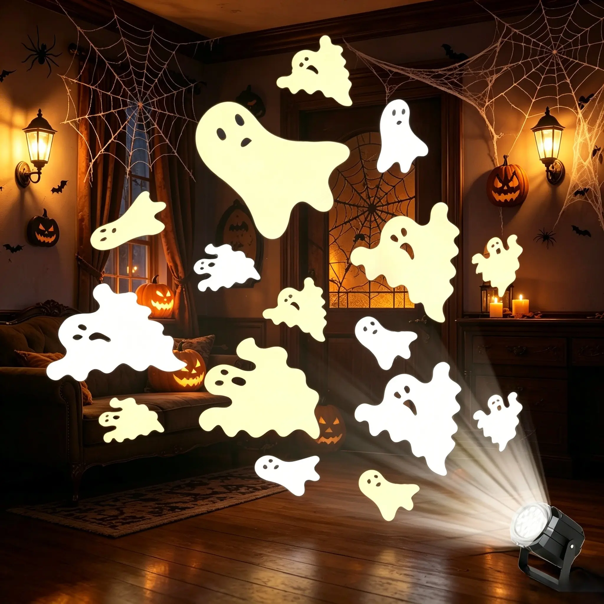 360° Rotatable Halloween LED Projector Light, USB Powered, Ideal for Bedroom, Living Room, Ceiling, Wall Decor, Halloween Festival Setup