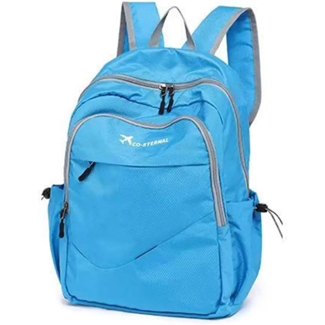 Unisex Adults' Lightweight Compact Waterproof Backpack, Foldable Outdoor Hiking Camping Travel Backpacks (Blue), Zipper, Practical, High-Capacity, Polyester, Functional, Adjustable Shoulder Strap, Multi-Sports