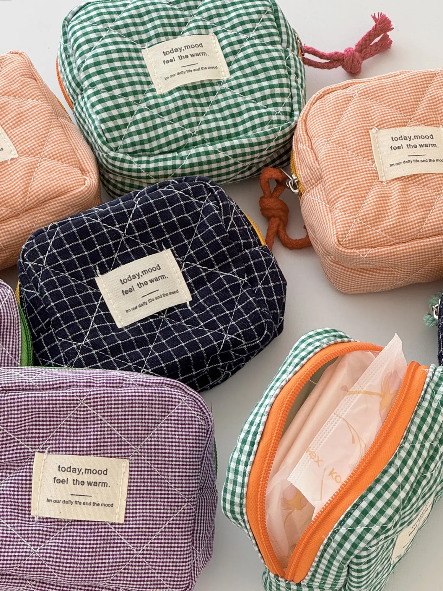 High-Quality Classic Plaid Sanitary Pad Bag, Pouch, Stylish Wind Color Block Storage Bag, Storage Pocket, Portable Coin Purse, Organiser, All-Season Casual Design