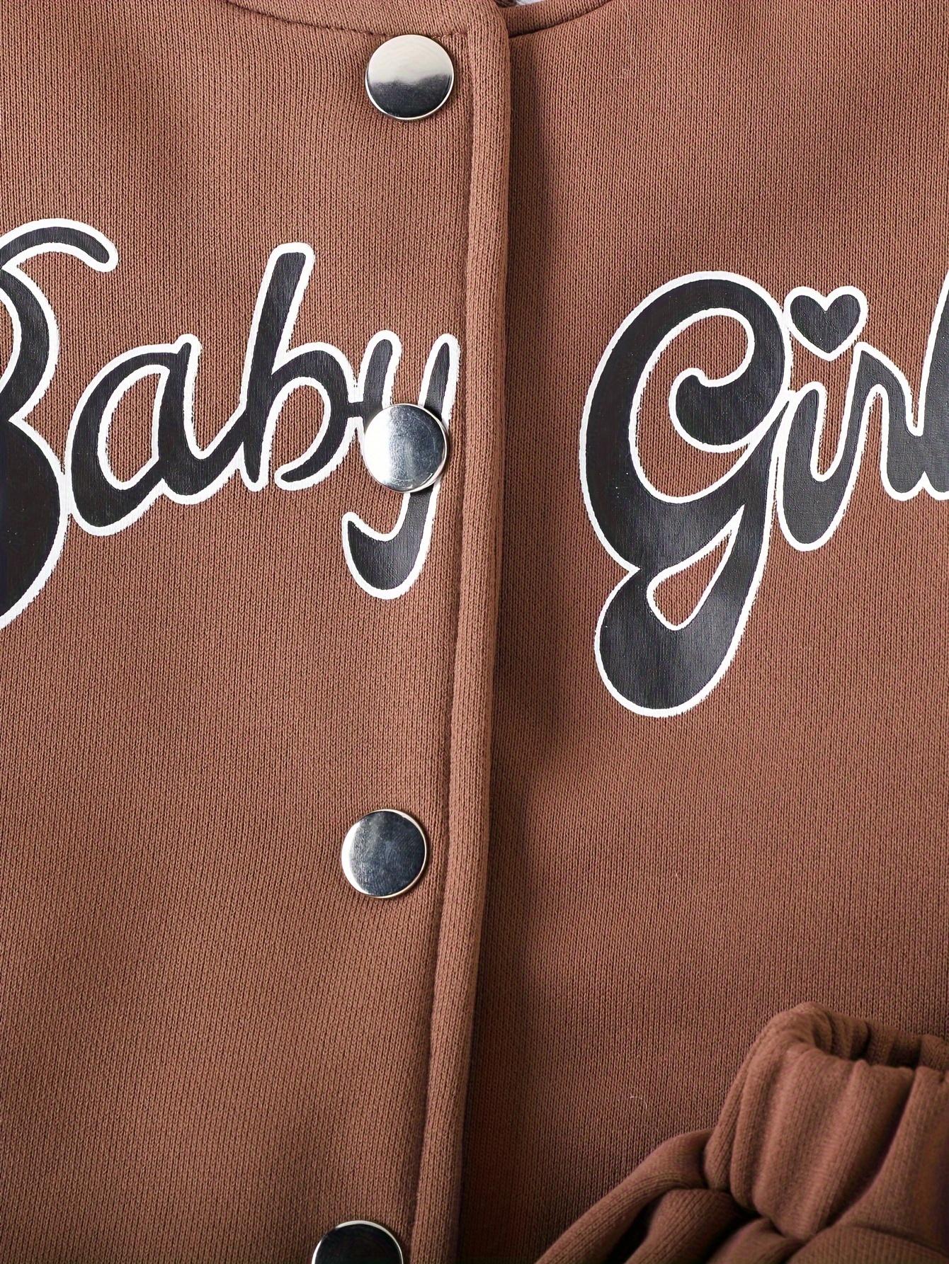 Kids Clothing Girls 2-Piece Preppy Look Set, Cotton Blend Baseball Jacket with Printed Letters + Pleated Skirt, Outdoor & Party Wear Gift