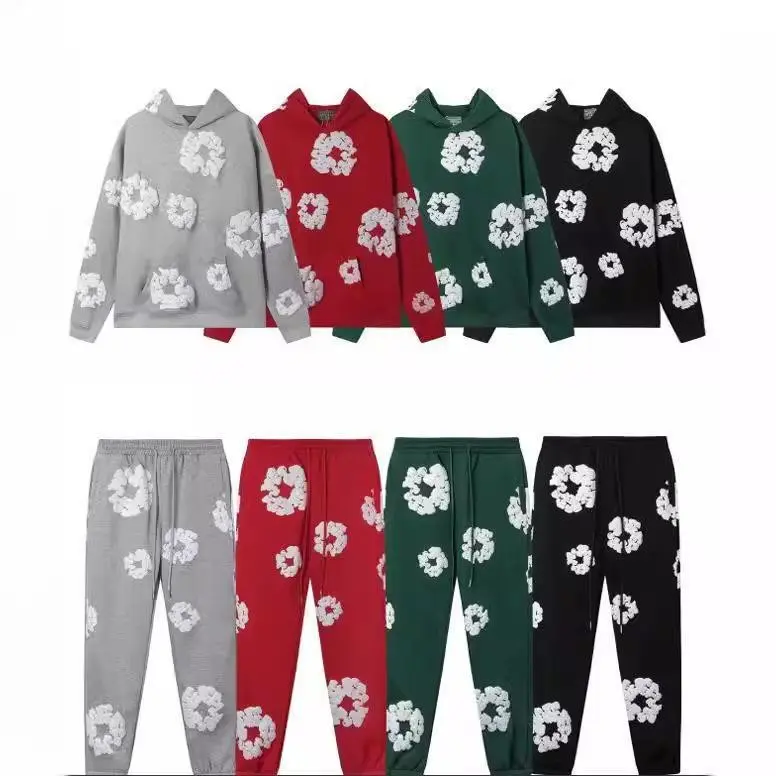 American Street Trend Hip Hop Hooded Sweater Set Men's All-Matching Hoodie Sweatpants Suit Menswear Clothes Long Sleeve Green