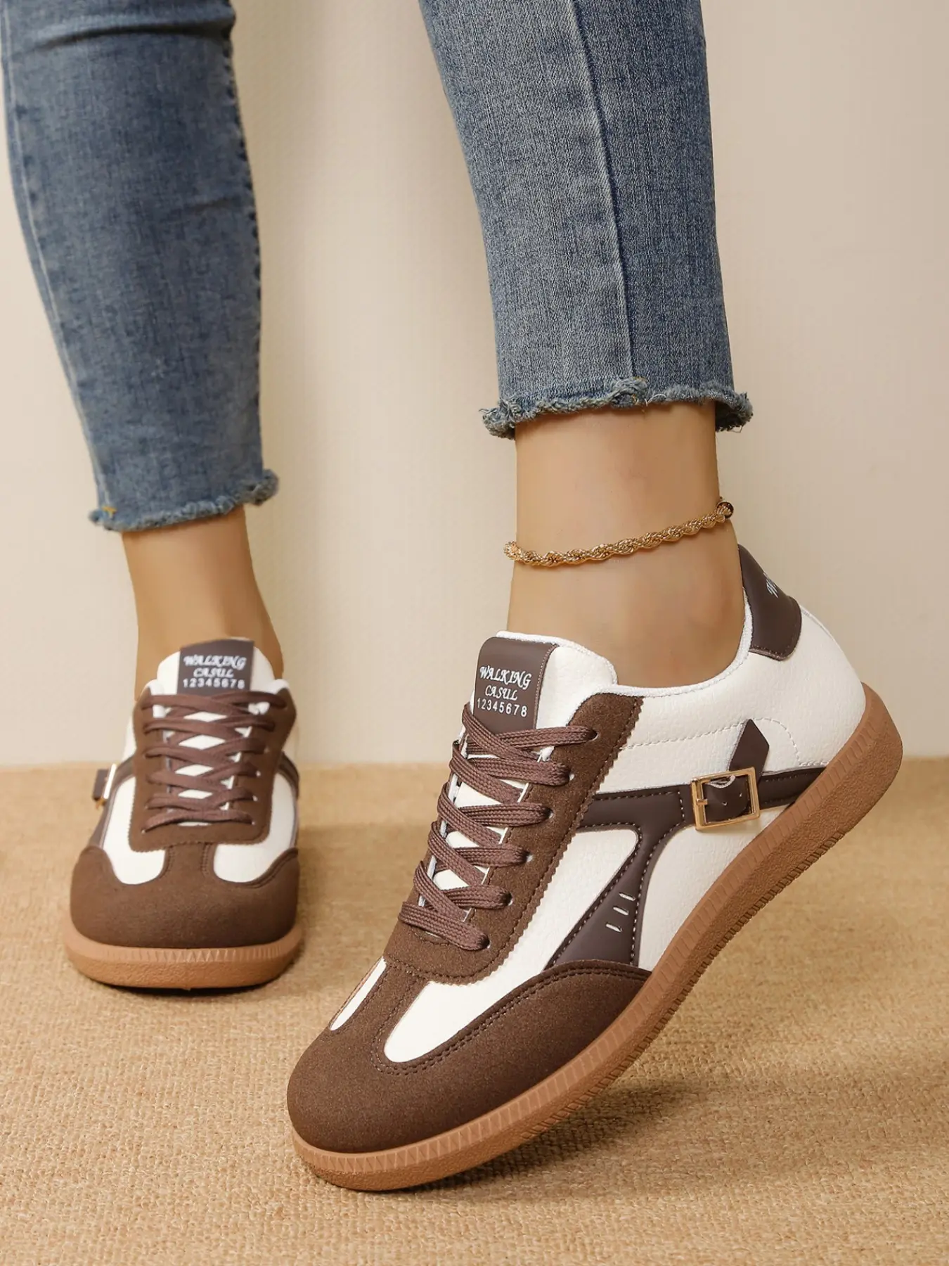 Women's Retro Colorblock Training Shoes, Soft Sole Lightweight Daily Casual Sneakers, Casual PU Leather Sporty Style, All Seasons Comfortable Walking Shoes