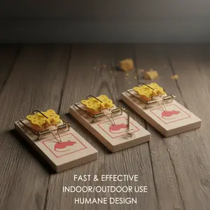 3 wooden mouse traps 1.8 × 4 inches, powerful mouse traps for household use, rat extermination tools