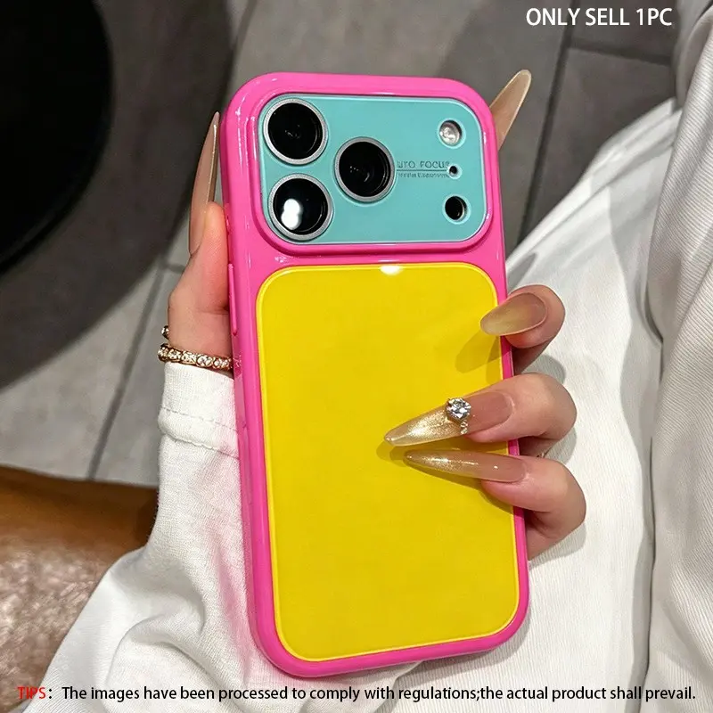 The new summer dopamine color block shockproof TPU phone case is suitable for iPhone 17, 16, 15, 14, 13 Pro Max compatible series smartphones, with aesthetic elegant color design and soft skin feel protective cover