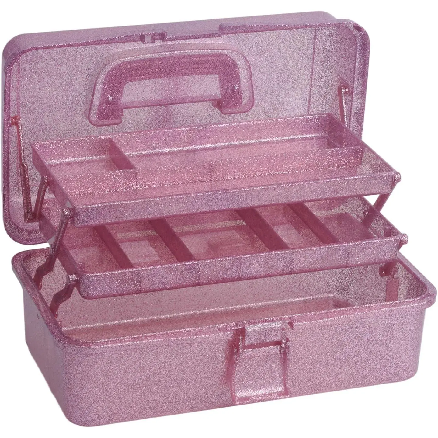 3-Tier Stackable PP Plastic Storage Organizer Box - Modern, Textured Surface, Carry Tackle Container for Crafting Events, Makeup & Hair Accessories, Painting Tools