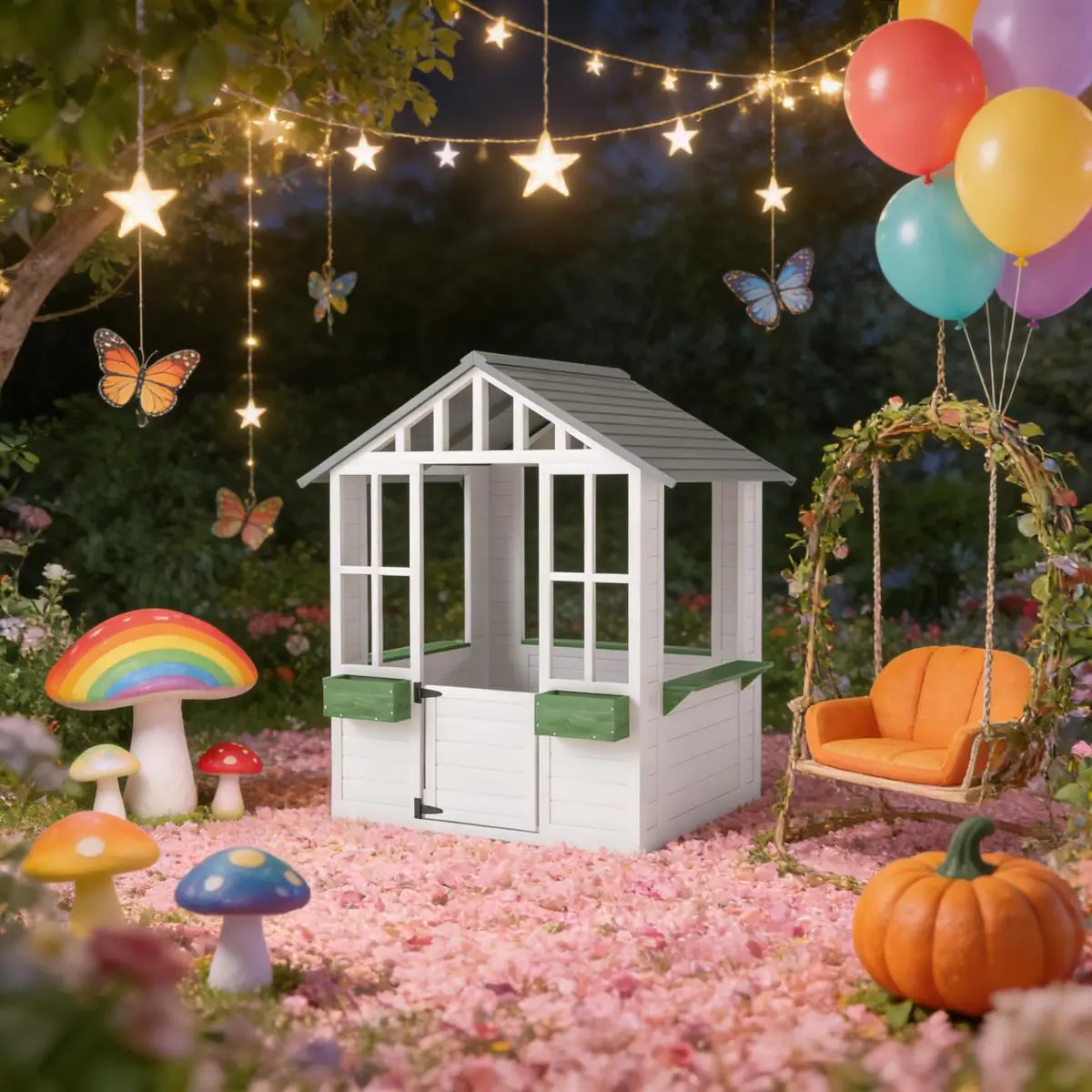 AobtkelWooden Playhouse,Outdoor Kids Cottage On-Site