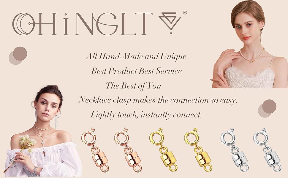 Strong Magnetic Necklace Clasps and Closures,Gold and Silver Plated Jewelry Clasps Converters for Bracelet Necklaces Chain