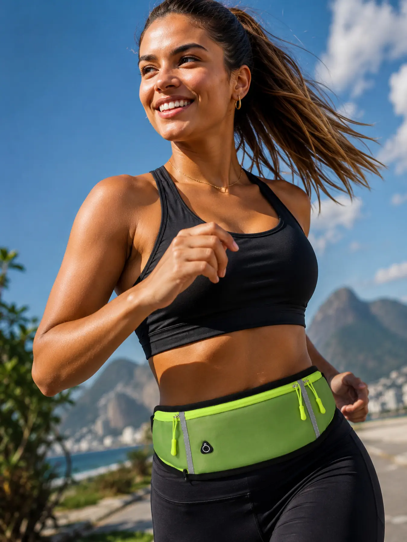 Lightweight Outdoor Running Belt, Jogging Equipment, with Waterproof Phone Pocket, Reflective Fitness Waist Pack for Cycling Hiking Walking, Trail Running, Comfortable Fit Design, Holiday Present for Wife Girlfriend Mom and Fitness Fans