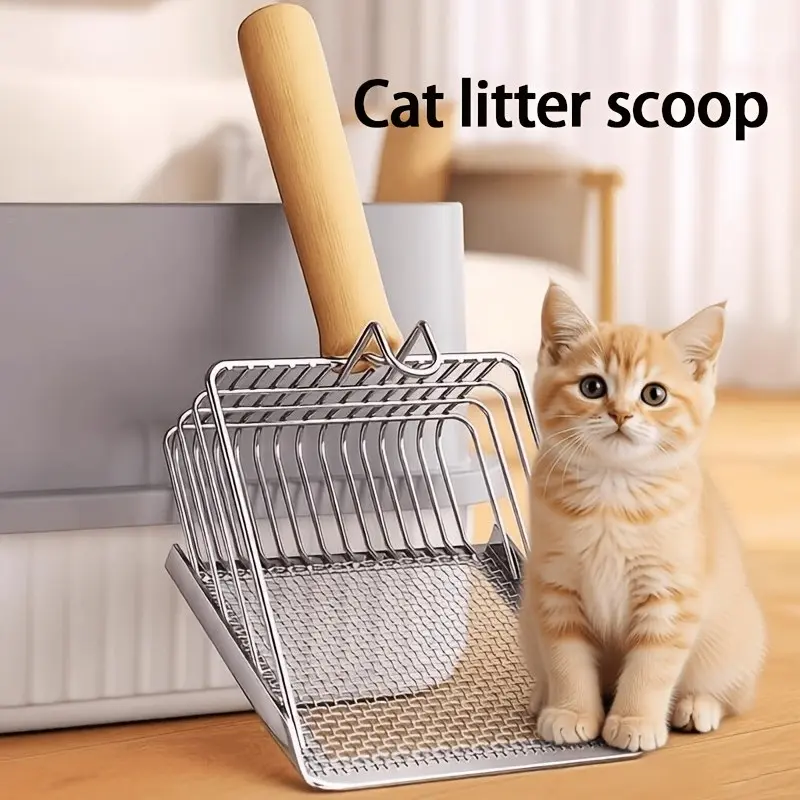 Stainless Steel Cat Litter Scoop, Fine Mesh Stainless Steel Specialized Scoop, Large Metal Dual-Use Mineral Sand Tool, Cat Litter Accessories, Litter Box Scooper