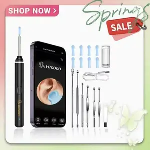 Ear Wax Removal Kit with 1080P HD Camera 6 Tips Safe Waterproof Portable Visual Endoscope Wireless WiFi Light iOS Android Compatible Earwax Remover Tool Ear Pick Set Ear Cleaning Tool cleaner soft silicone Rechargeable Ear Wax Remover wab