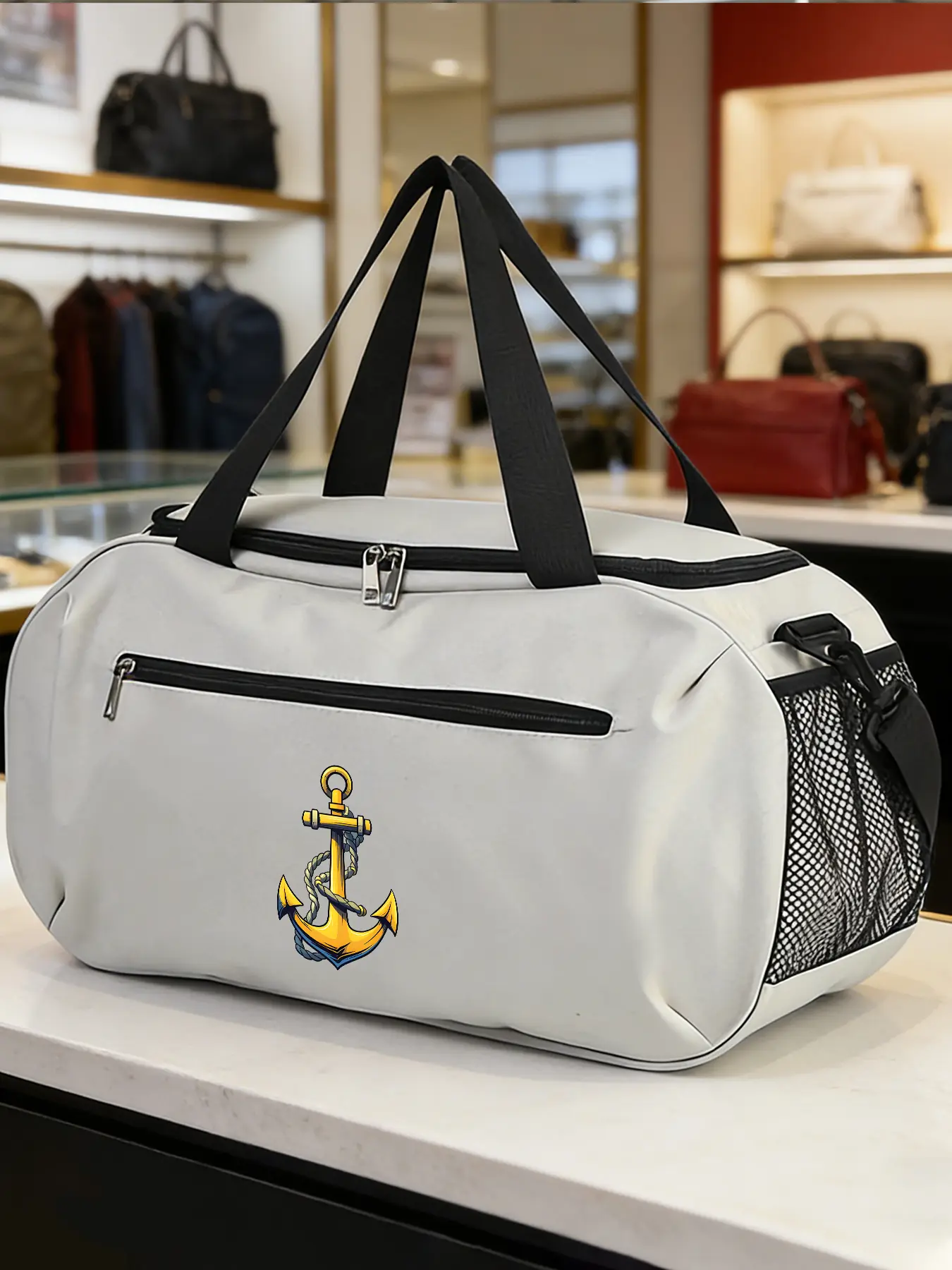 Anchor Pattern Crossbody Bag, Sports Shoulder Bag, Basketball Bag, Suitable for Daily Sports and Commuting. Durable with Large‑capacity Space, Adjustable Shoulder Strap, Trendy Fashion Item, An Ideal Gift.