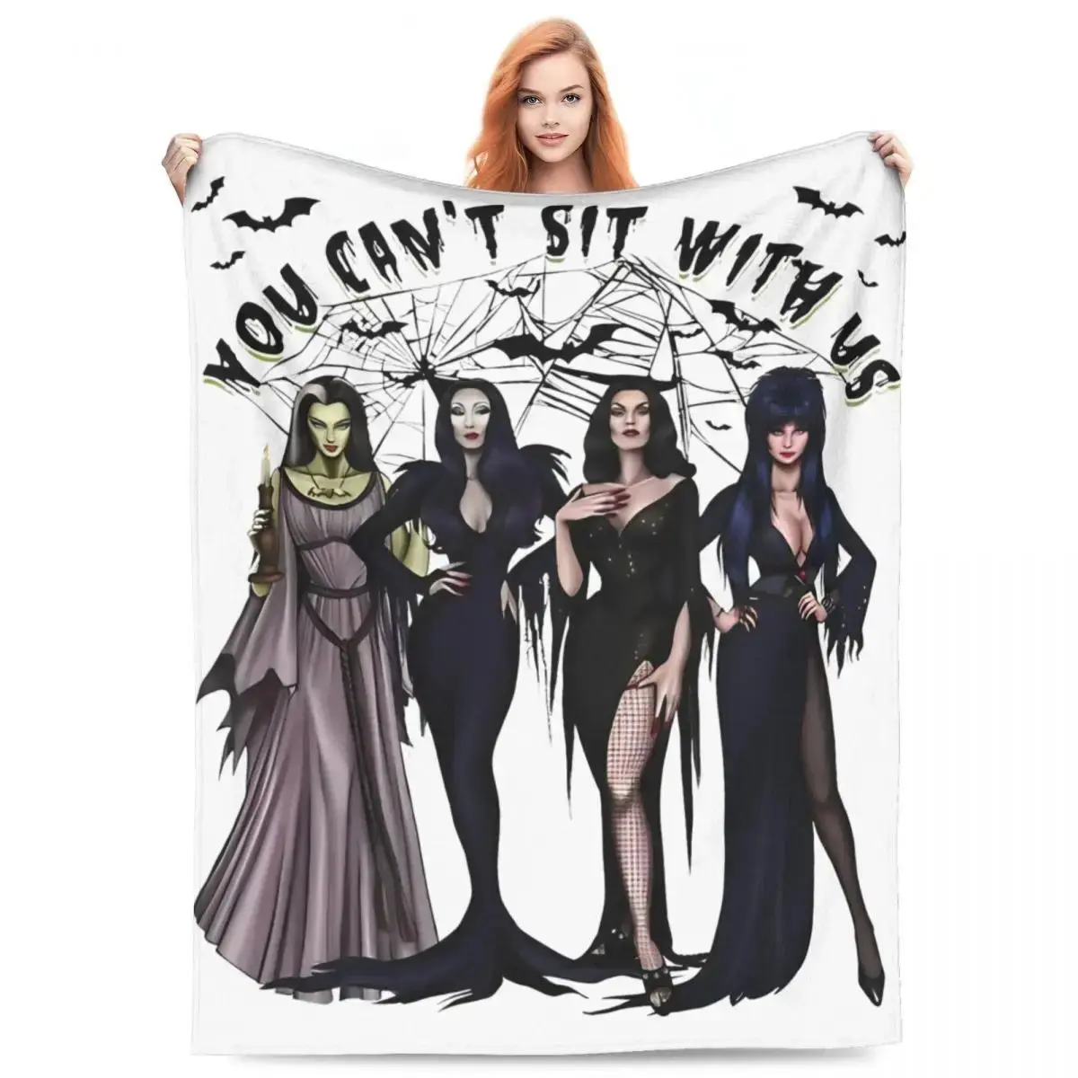 Elvira Mistress Of The Dark Horror Movie Flannel Throw Blankets, Quality Ultra Soft Cooling Blankets All Season Quince Bedding, Cozy Decor Blankets for Bedroom Bedspread Office Travel, Gothic Halloween Gift for Horror Fans