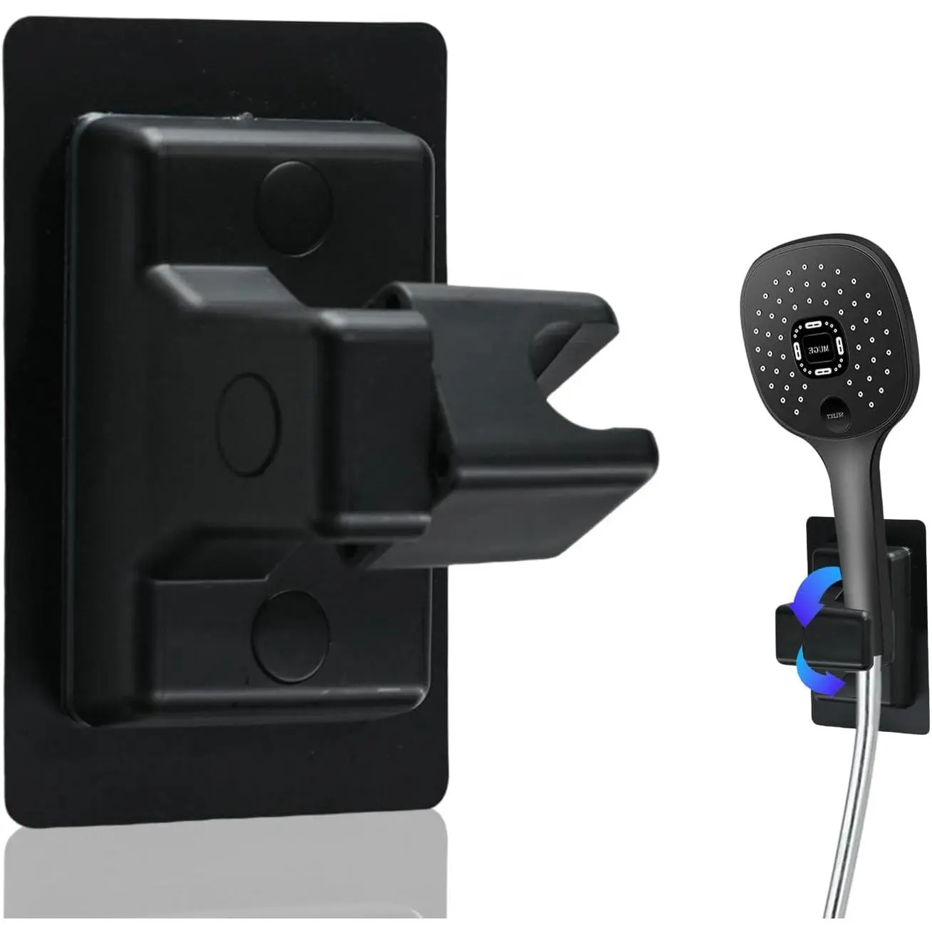 Handheld Shower  Holder Wall Mount, Adjustable 360°  Adhesive Shower  Holder, No Drilling Black Bathroom Bracket,   Shower Holder  (Black)
