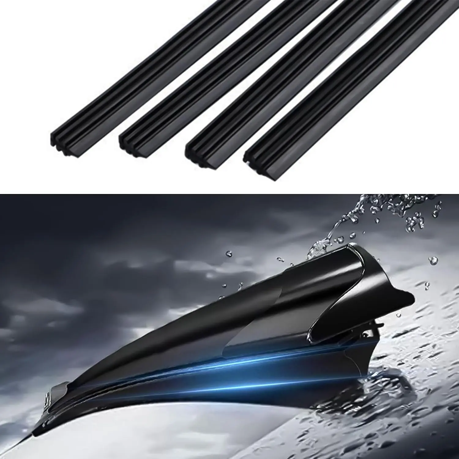 4 count Wiper  Refill,   Accessories, 26" Adjustable Size of  Windshield Wiper Refill  for Front & Rear Windshield Wiper Baldes Rubber Strip for ,  (26Inch)