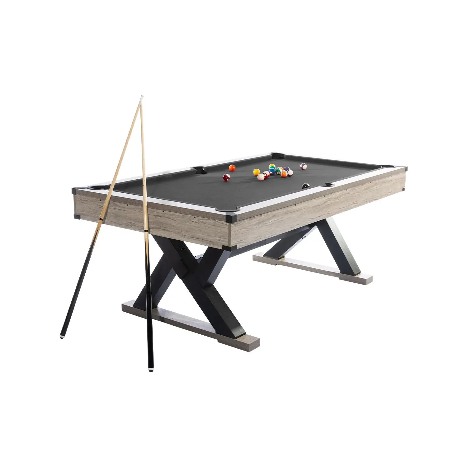 Modern 7FT Heavy Duty Pool Table for Home, Family or Man Cave - Sturdy Metal K-Legs - Complete Billiard Accessories Set - Red or Black Cloth Options